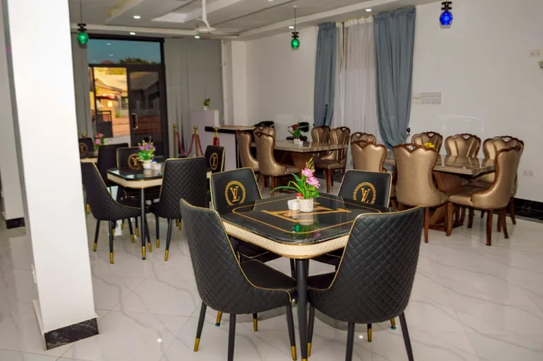 Window-side restaurant seating at Skycity Hotel