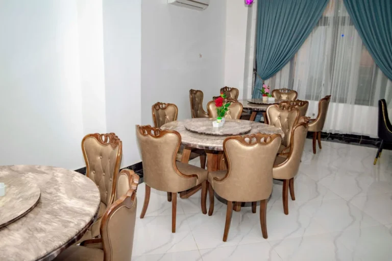 Round marble table for private group dining at Skycity Hotel