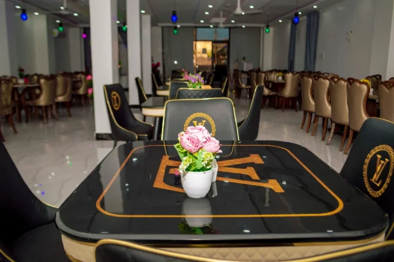 VIP dining table with floral centrepiece at Skycity Hotel