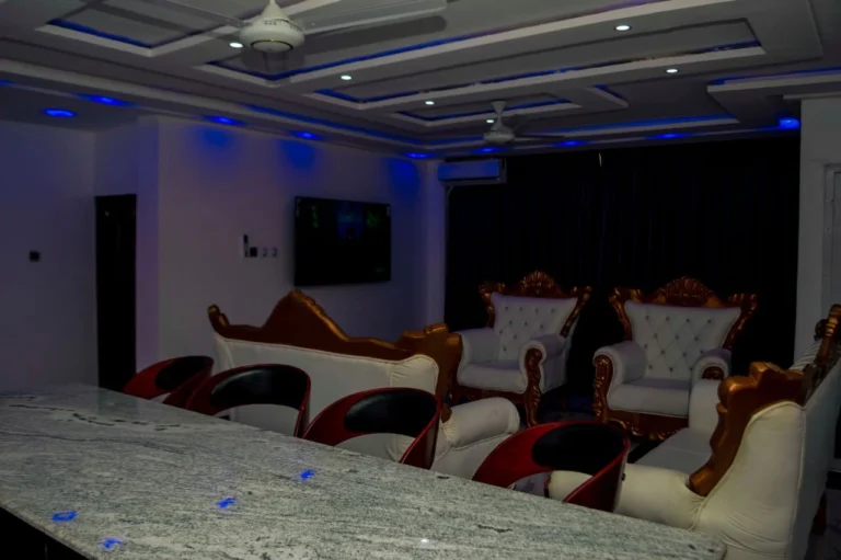 Marble bar counter and lounge seating in the Skycity Hotel VIP lounge